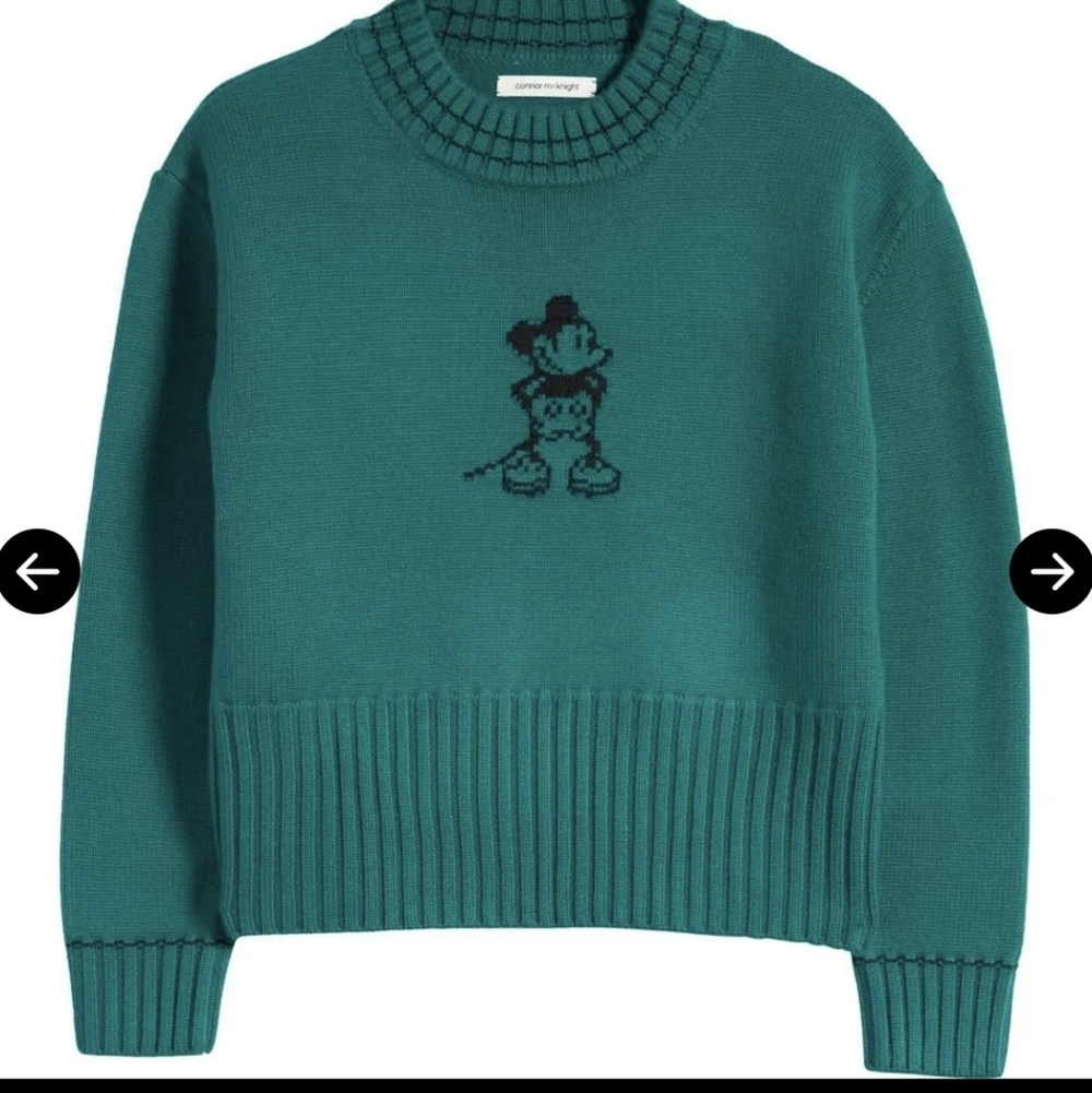 Connor Mcknightdisney Steamboat Willie Intarsia Wool Sweater Green Med Nwot